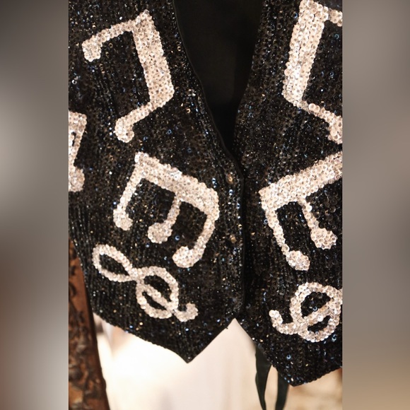 Vintage Sequin Music Note Vest - Picture 5 of 10